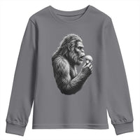 Bigfoot Mushroom Youth Sweatshirt Vintage Sasquatch Art Mystical Nature Lover Retro