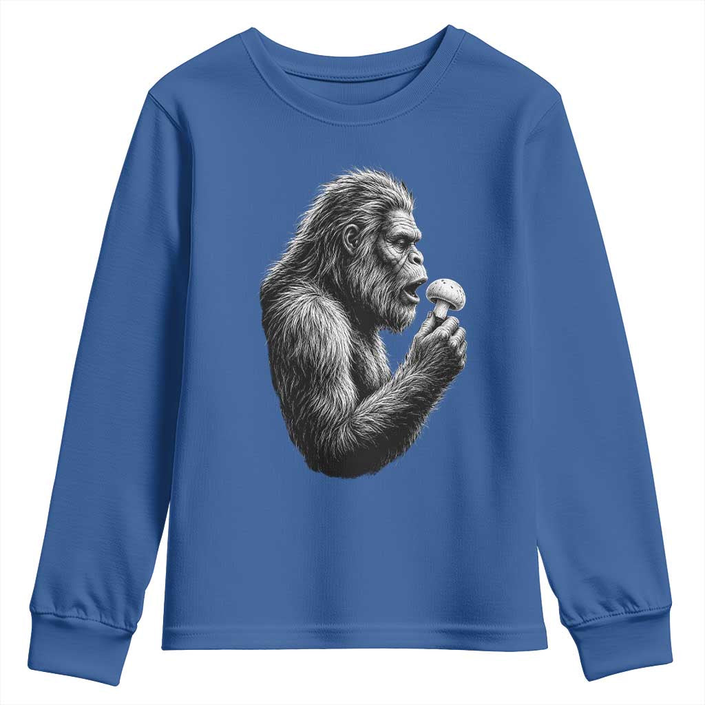 Bigfoot Mushroom Youth Sweatshirt Vintage Sasquatch Art Mystical Nature Lover Retro