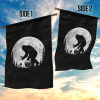 Bigfoot Mushroom Hunter Garden Flag Vintage Sasquatch Art Mystical Nature Lover Retro Full Moon