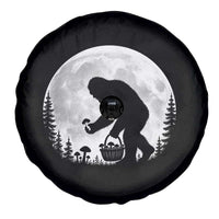 Bigfoot Mushroom Hunter Spare Tire Cover Vintage Sasquatch Art Mystical Nature Lover Retro Full Moon