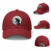 Bigfoot Mushroom Hunter Baseball Cap Vintage Sasquatch Art Mystical Nature Lover Retro Full Moon