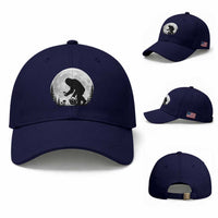 Bigfoot Mushroom Hunter Baseball Cap Vintage Sasquatch Art Mystical Nature Lover Retro Full Moon