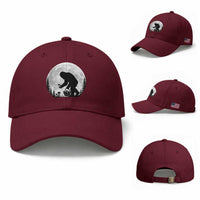 Bigfoot Mushroom Hunter Baseball Cap Vintage Sasquatch Art Mystical Nature Lover Retro Full Moon