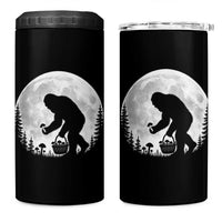 Bigfoot Mushroom Hunter 4 in 1 Can Cooler Tumbler Vintage Sasquatch Art Mystical Nature Lover Retro Full Moon