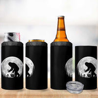 Bigfoot Mushroom Hunter 4 in 1 Can Cooler Tumbler Vintage Sasquatch Art Mystical Nature Lover Retro Full Moon