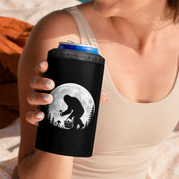 Bigfoot Mushroom Hunter 4 in 1 Can Cooler Tumbler Vintage Sasquatch Art Mystical Nature Lover Retro Full Moon