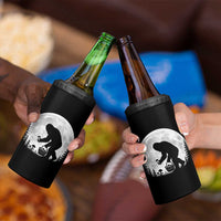 Bigfoot Mushroom Hunter 4 in 1 Can Cooler Tumbler Vintage Sasquatch Art Mystical Nature Lover Retro Full Moon