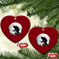 Bigfoot Mushroom Hunter Ceramic Ornament Vintage Sasquatch Art Mystical Nature Lover Retro Full Moon