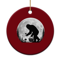 Bigfoot Mushroom Hunter Ceramic Ornament Vintage Sasquatch Art Mystical Nature Lover Retro Full Moon