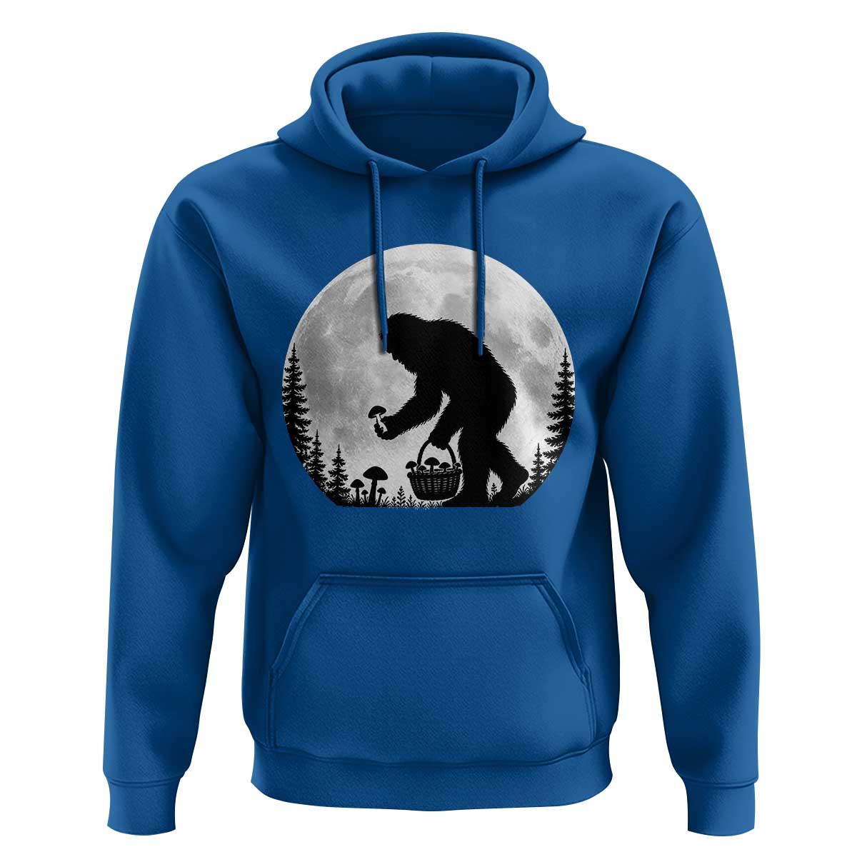 Bigfoot Mushroom Hunter Hoodie Vintage Sasquatch Art Mystical Nature Lover Retro Full Moon