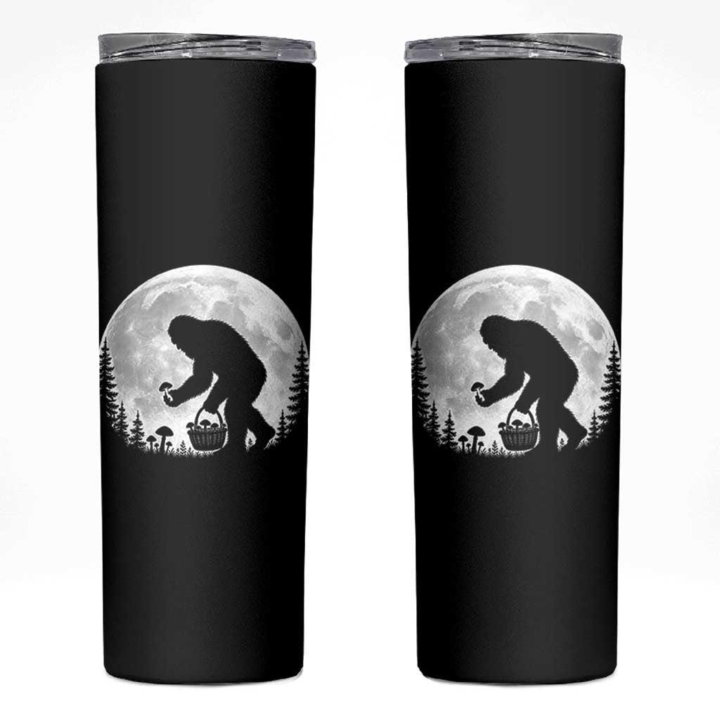 Bigfoot Mushroom Hunter Skinny Tumbler Vintage Sasquatch Art Mystical Nature Lover Retro Full Moon