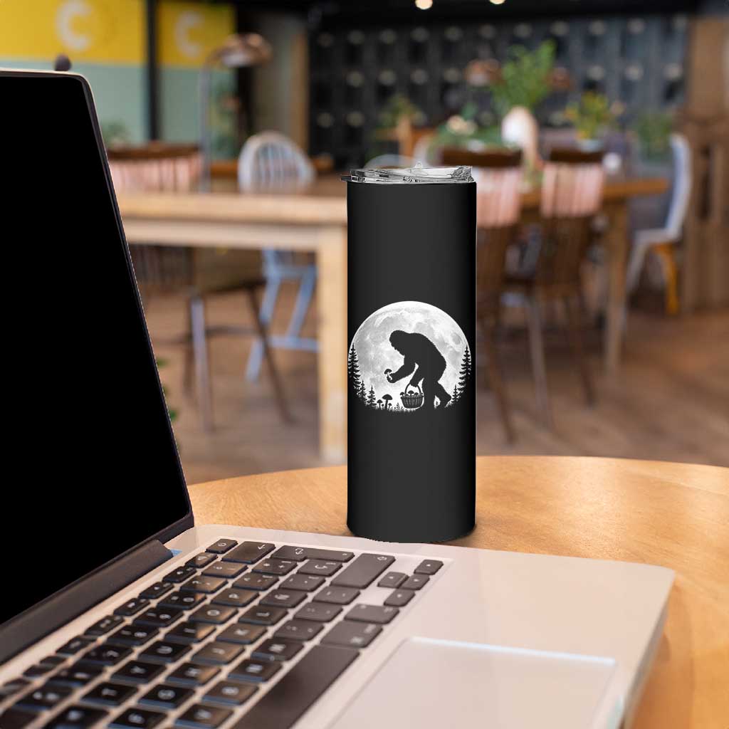 Bigfoot Mushroom Hunter Skinny Tumbler Vintage Sasquatch Art Mystical Nature Lover Retro Full Moon