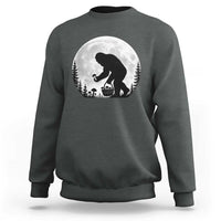 Bigfoot Mushroom Hunter Sweatshirt Vintage Sasquatch Art Mystical Nature Lover Retro Full Moon