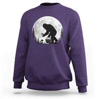 Bigfoot Mushroom Hunter Sweatshirt Vintage Sasquatch Art Mystical Nature Lover Retro Full Moon
