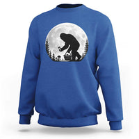 Bigfoot Mushroom Hunter Sweatshirt Vintage Sasquatch Art Mystical Nature Lover Retro Full Moon