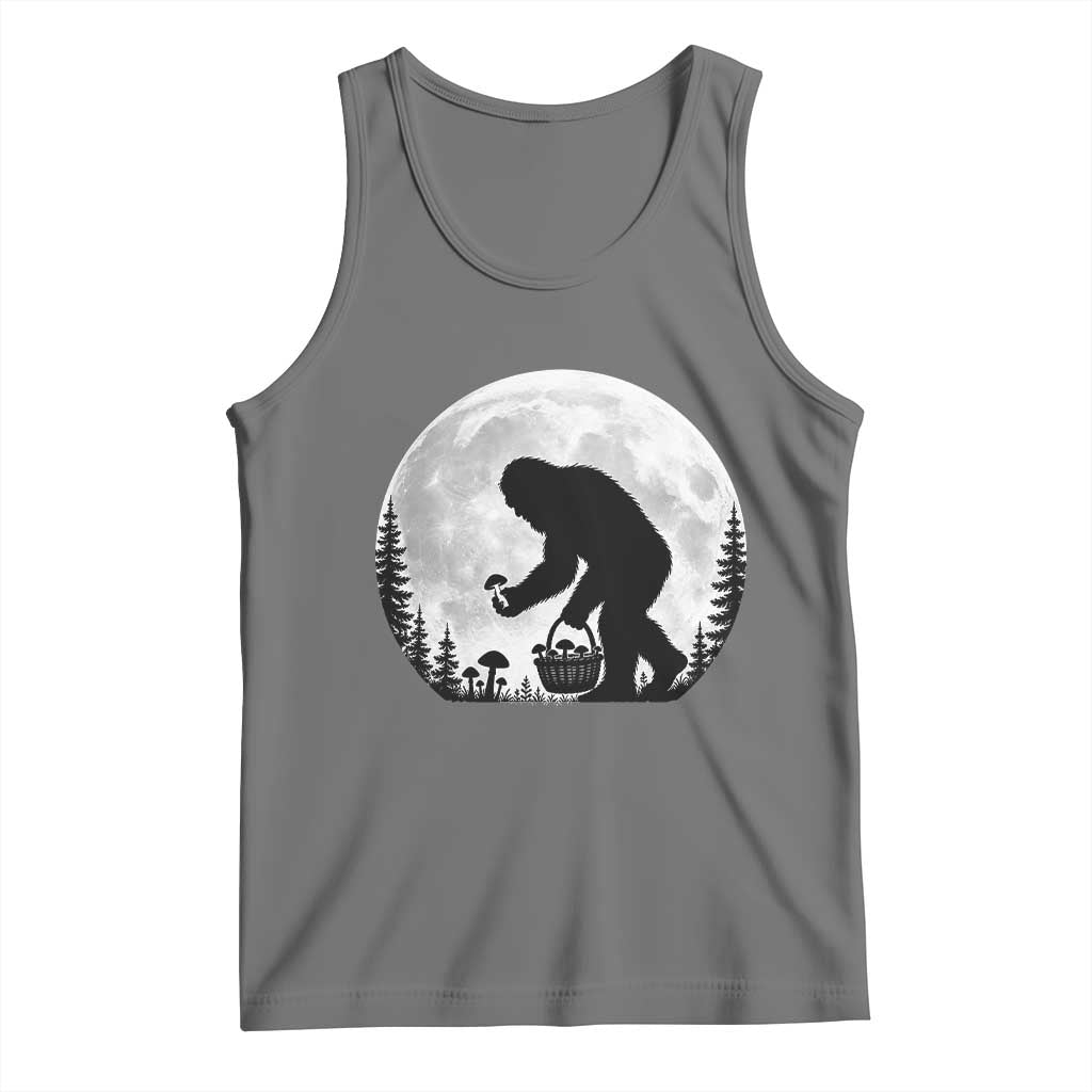 Bigfoot Mushroom Hunter Tank Top Vintage Sasquatch Art Mystical Nature Lover Retro Full Moon
