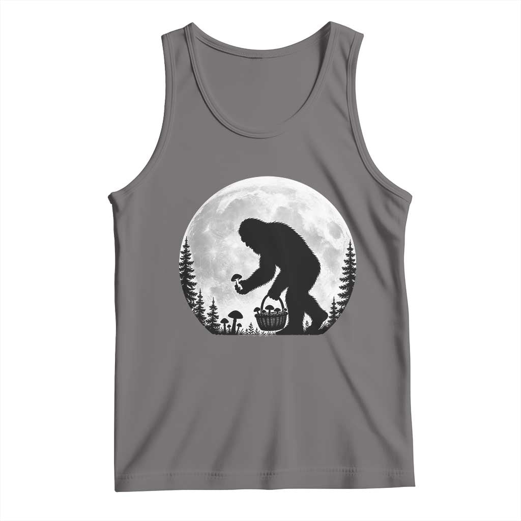 Bigfoot Mushroom Hunter Tank Top Vintage Sasquatch Art Mystical Nature Lover Retro Full Moon