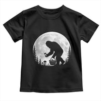 Bigfoot Mushroom Hunter Toddler T Shirt Vintage Sasquatch Art Mystical Nature Lover Retro Full Moon