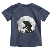 Bigfoot Mushroom Hunter Toddler T Shirt Vintage Sasquatch Art Mystical Nature Lover Retro Full Moon