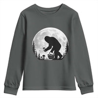 Bigfoot Mushroom Hunter Youth Sweatshirt Vintage Sasquatch Art Mystical Nature Lover Retro Full Moon