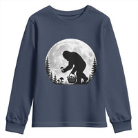 Bigfoot Mushroom Hunter Youth Sweatshirt Vintage Sasquatch Art Mystical Nature Lover Retro Full Moon