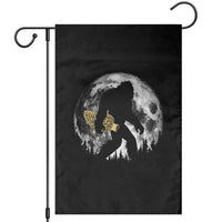 Bigfoot with Morel Mushroom Garden Flag Sasquatch Fungi Full Moon Silhouette Graphic