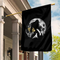 Bigfoot with Morel Mushroom Garden Flag Sasquatch Fungi Full Moon Silhouette Graphic