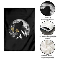 Bigfoot with Morel Mushroom Garden Flag Sasquatch Fungi Full Moon Silhouette Graphic