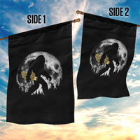 Bigfoot with Morel Mushroom Garden Flag Sasquatch Fungi Full Moon Silhouette Graphic