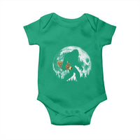 Bigfoot with Morel Mushroom Baby Onesie Sasquatch Fungi Full Moon Silhouette Graphic