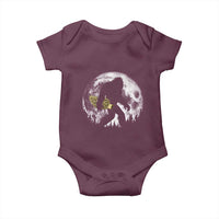 Bigfoot with Morel Mushroom Baby Onesie Sasquatch Fungi Full Moon Silhouette Graphic