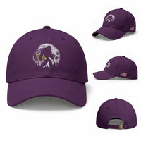 Bigfoot with Morel Mushroom Baseball Cap Sasquatch Fungi Full Moon Silhouette Graphic