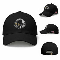 Bigfoot with Morel Mushroom Baseball Cap Sasquatch Fungi Full Moon Silhouette Graphic