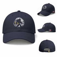 Bigfoot with Morel Mushroom Baseball Cap Sasquatch Fungi Full Moon Silhouette Graphic