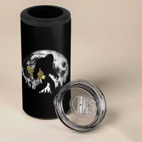 Bigfoot with Morel Mushroom 4 in 1 Can Cooler Tumbler Sasquatch Fungi Full Moon Silhouette Graphic