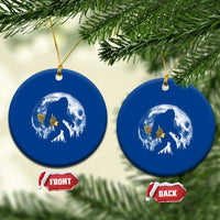 Bigfoot with Morel Mushroom Ceramic Ornament Sasquatch Fungi Full Moon Silhouette Graphic