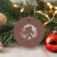 Bigfoot with Morel Mushroom Ceramic Ornament Sasquatch Fungi Full Moon Silhouette Graphic