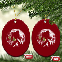Bigfoot with Morel Mushroom Ceramic Ornament Sasquatch Fungi Full Moon Silhouette Graphic