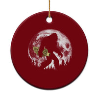 Bigfoot with Morel Mushroom Ceramic Ornament Sasquatch Fungi Full Moon Silhouette Graphic