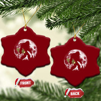 Bigfoot with Morel Mushroom Ceramic Ornament Sasquatch Fungi Full Moon Silhouette Graphic