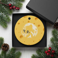 Bigfoot with Morel Mushroom Ceramic Ornament Sasquatch Fungi Full Moon Silhouette Graphic