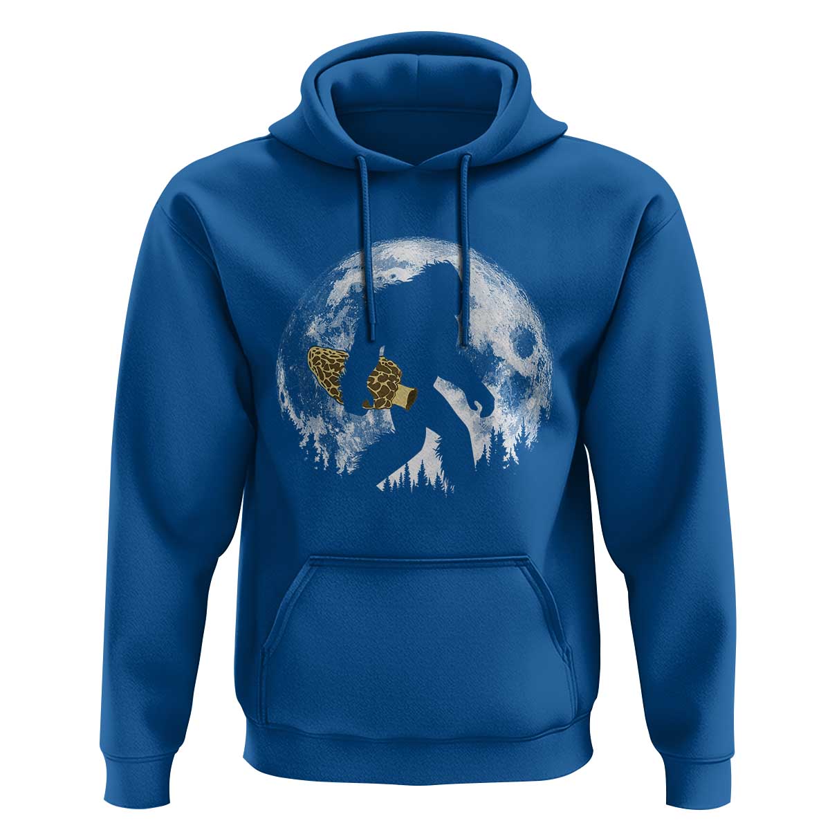 Bigfoot with Morel Mushroom Hoodie Sasquatch Fungi Full Moon Silhouette Graphic