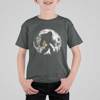 Bigfoot with Morel Mushroom T Shirt For Kid Sasquatch Fungi Full Moon Silhouette Graphic