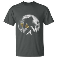 Bigfoot with Morel Mushroom T Shirt Sasquatch Fungi Full Moon Silhouette Graphic