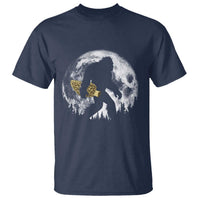 Bigfoot with Morel Mushroom T Shirt Sasquatch Fungi Full Moon Silhouette Graphic