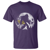 Bigfoot with Morel Mushroom T Shirt Sasquatch Fungi Full Moon Silhouette Graphic