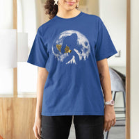 Bigfoot with Morel Mushroom T Shirt For Women Sasquatch Fungi Full Moon Silhouette Graphic