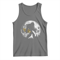 Bigfoot with Morel Mushroom Tank Top Sasquatch Fungi Full Moon Silhouette Graphic
