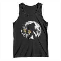 Bigfoot with Morel Mushroom Tank Top Sasquatch Fungi Full Moon Silhouette Graphic