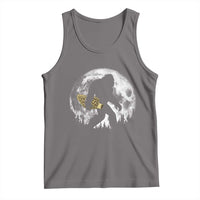 Bigfoot with Morel Mushroom Tank Top Sasquatch Fungi Full Moon Silhouette Graphic